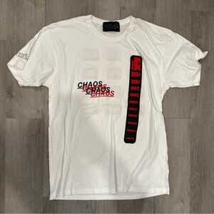 SWISH by Sorella Chaos Graphic T-shirt Size Large Mens Cotton White NWOT